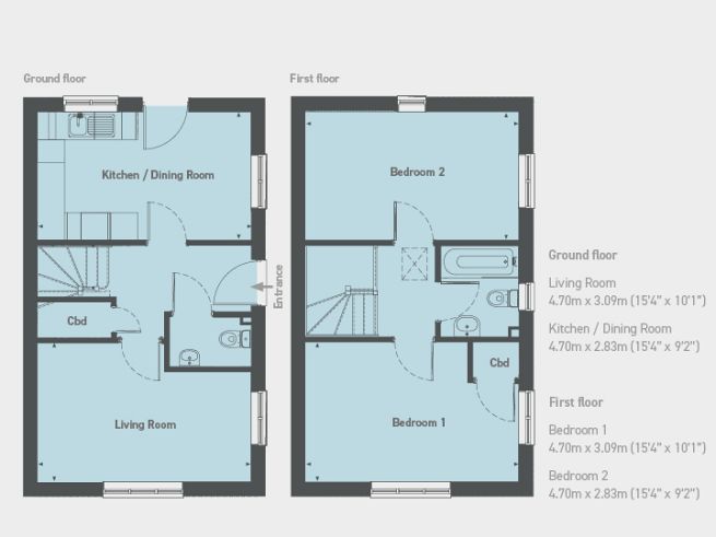 Floor plan 2 bedroom house - artist's impression subject to change